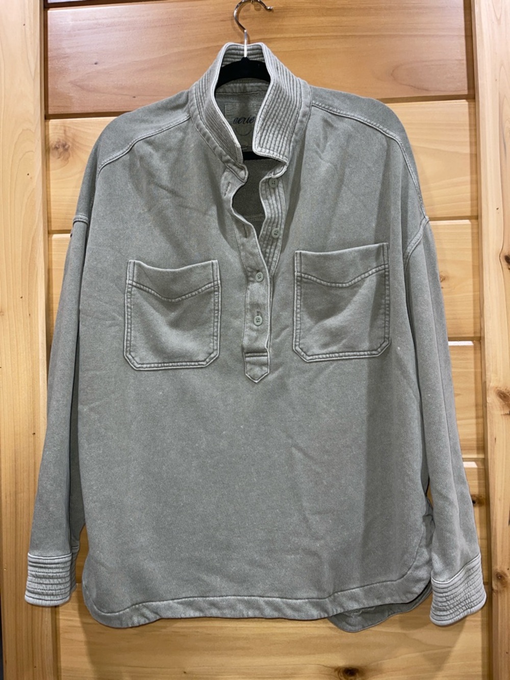 aerie Women's Mineral Wash Pullover in Light Gray